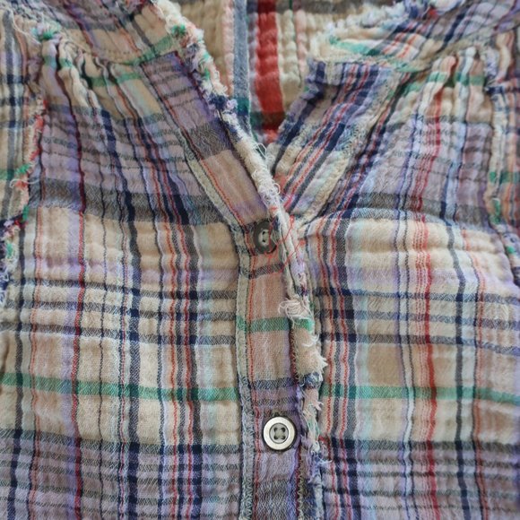 Free People Lucy Plaid Swing Shirt, Size Small - Picture 7 of 12